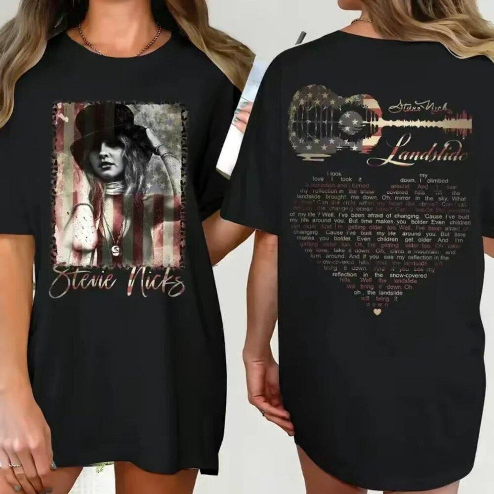 Stevie Nick Tour Landslide 70S Song Concert Music 2 Sided T Shirt